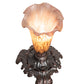 Meyda Lighting Tiffany Pond Lily 7" Mahogany Bronze Victorian Mini Table Lamp With Amber and Purple Shade Glass