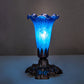 Meyda Lighting Tiffany Pond Lily 7" Mahogany Bronze Victorian Mini Table Lamp With Blue Shade Glass