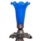 Meyda Lighting Tiffany Pond Lily 7" Mahogany Bronze Victorian Mini Table Lamp With Blue Shade Glass
