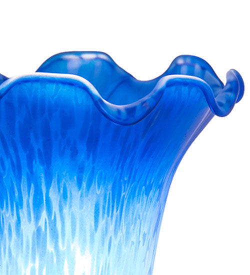 Meyda Lighting Tiffany Pond Lily 7" Mahogany Bronze Victorian Mini Table Lamp With Blue Shade Glass