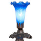 Meyda Lighting Tiffany Pond Lily 7" Mahogany Bronze Victorian Mini Table Lamp With Blue Shade Glass