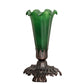 Meyda Lighting Tiffany Pond Lily 7" Mahogany Bronze Victorian Mini Table Lamp With Green Shade Glass