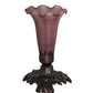Meyda Lighting Tiffany Pond Lily 7" Mahogany Bronze Victorian Mini Table Lamp With Lavender Shade Glass