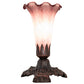 Meyda Lighting Tiffany Pond Lily 7" Mahogany Bronze Victorian Mini Table Lamp With Lavender Shade Glass