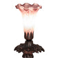Meyda Lighting Tiffany Pond Lily 7" Mahogany Bronze Victorian Mini Table Lamp With Lavender Shade Glass