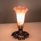 Meyda Lighting Tiffany Pond Lily 7" Mahogany Bronze Victorian Mini Table Lamp With Pink Shade Glass