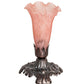 Meyda Lighting Tiffany Pond Lily 7" Mahogany Bronze Victorian Mini Table Lamp With Pink Shade Glass