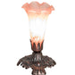 Meyda Lighting Tiffany Pond Lily 7" Mahogany Bronze Victorian Mini Table Lamp With Pink Shade Glass
