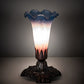 Meyda Lighting Tiffany Pond Lily 7" Mahogany Bronze Victorian Mini Table Lamp With Pink and Blue Shade Glass