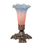 Meyda Lighting Tiffany Pond Lily 7" Mahogany Bronze Victorian Mini Table Lamp With Pink and Blue Shade Glass