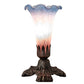 Meyda Lighting Tiffany Pond Lily 7" Mahogany Bronze Victorian Mini Table Lamp With Pink and Blue Shade Glass