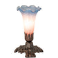 Meyda Lighting Tiffany Pond Lily 7" Mahogany Bronze Victorian Mini Table Lamp With Pink and Blue Shade Glass