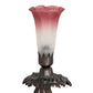 Meyda Lighting Tiffany Pond Lily 7" Mahogany Bronze Victorian Mini Table Lamp With Pink and White Shade Glass