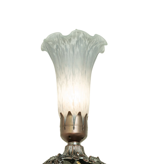 Meyda Lighting Tiffany Pond Lily 8" Mahogany Bronze Accent Table Lamp With Gray Shade Glass