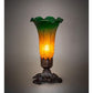 Meyda Lighting Tiffany Pond Lily 8" Mahogany Bronze Victorian Accent Table Lamp With Amber & Green Shade Glass