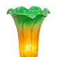 Meyda Lighting Tiffany Pond Lily 8" Mahogany Bronze Victorian Accent Table Lamp With Amber & Green Shade Glass