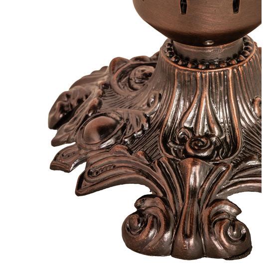 Meyda Lighting Tiffany Pond Lily 8" Mahogany Bronze Victorian Accent Table Lamp With Amber & Green Shade Glass