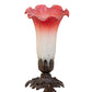 Meyda Lighting Tiffany Pond Lily 8" Mahogany Bronze Victorian Accent Table Lamp With Pink and White Shade Glass