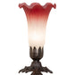 Meyda Lighting Tiffany Pond Lily 8" Mahogany Bronze Victorian Accent Table Lamp With Pink and White Shade Glass