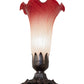 Meyda Lighting Tiffany Pond Lily 8" Mahogany Bronze Victorian Accent Table Lamp With Pink and White Shade Glass