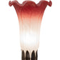 Meyda Lighting Tiffany Pond Lily 8" Mahogany Bronze Victorian Accent Table Lamp With Pink and White Shade Glass
