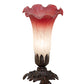 Meyda Lighting Tiffany Pond Lily 8" Mahogany Bronze Victorian Accent Table Lamp With Pink and White Shade Glass