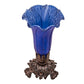 Meyda Lighting Tiffany Pond Lily 8" Mahogany Bronze Victorian Table Lamp With Blue Shade Glass