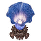 Meyda Lighting Tiffany Pond Lily 8" Mahogany Bronze Victorian Table Lamp With Blue Shade Glass