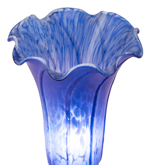Meyda Lighting Tiffany Pond Lily 8" Mahogany Bronze Victorian Table Lamp With Blue Shade Glass