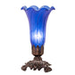 Meyda Lighting Tiffany Pond Lily 8" Mahogany Bronze Victorian Table Lamp With Blue Shade Glass