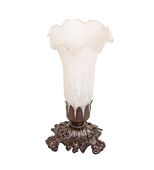 Meyda Lighting Tiffany Pond Lily 8" Mahogany Bronze Victorian Table Lamp With White Shade Glass