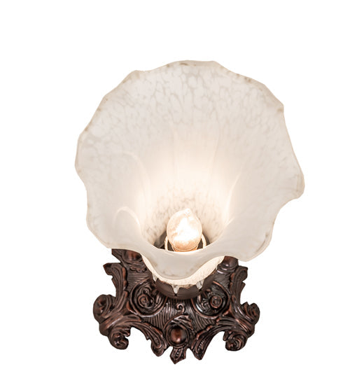 Meyda Lighting Tiffany Pond Lily 8" Mahogany Bronze Victorian Table Lamp With White Shade Glass
