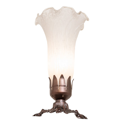 Meyda Lighting Tiffany Pond Lily 8" Mahogany Bronze Victorian Table Lamp With White Shade Glass