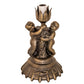Meyda Lighting Tiffany Pond Lily Amber/Green 13" Antique Brass Twin Cherub Table Lamp With Amber & Green Shade Glass