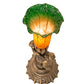 Meyda Lighting Tiffany Pond Lily Amber/Green 13" Antique Brass Twin Cherub Table Lamp With Amber & Green Shade Glass