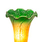 Meyda Lighting Tiffany Pond Lily Amber/Green 13" Antique Brass Twin Cherub Table Lamp With Amber & Green Shade Glass