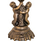 Meyda Lighting Tiffany Pond Lily Amber/Green 13" Antique Brass Twin Cherub Table Lamp With Amber & Green Shade Glass