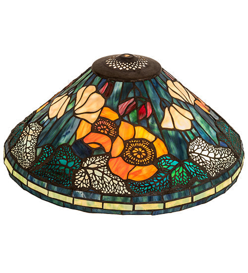 Meyda Lighting Tiffany Poppy 16" Multi-Colored Cone Shade Glass