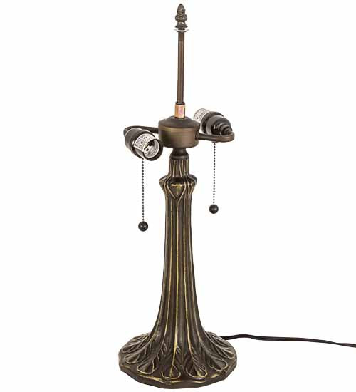 Meyda Lighting Tiffany Poppy 22" 2-Light Mahogany Bronze Table Lamp With Multi-Colored Cone Shade Glass