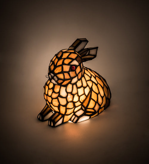 Meyda Lighting Tiffany Rabbit 7" Accent Table Lamp With Honey Shade Glass