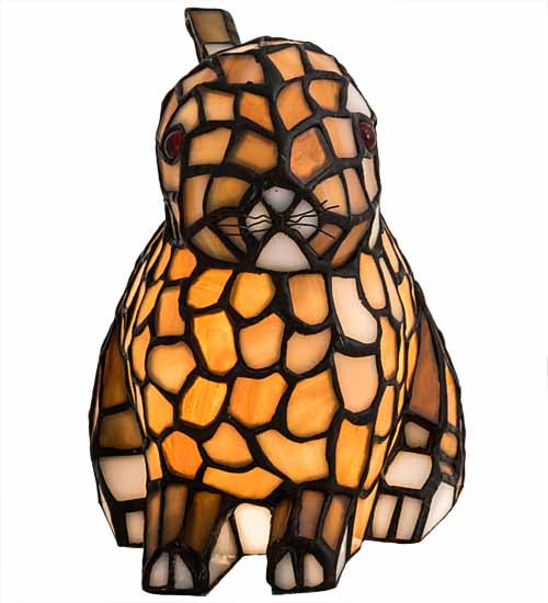 Meyda Lighting Tiffany Rabbit 7" Accent Table Lamp With Honey Shade Glass