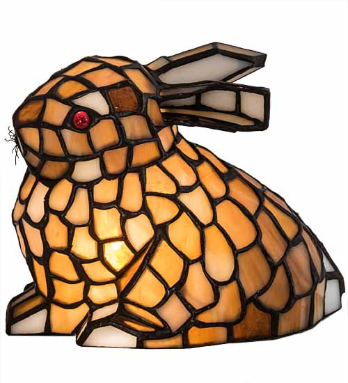 Meyda Lighting Tiffany Rabbit 7" Accent Table Lamp With Honey Shade Glass