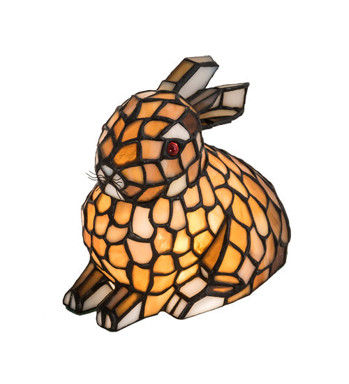 Meyda Lighting Tiffany Rabbit 7" Accent Table Lamp With Honey Shade Glass
