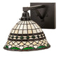 Meyda Lighting Tiffany Roman 12" Textured Black Wall Sconce With Multi-Colored Stained Shade Glass