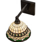 Meyda Lighting Tiffany Roman 12" Textured Black Wall Sconce With Multi-Colored Stained Shade Glass