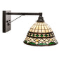 Meyda Lighting Tiffany Roman 12" Textured Black Wall Sconce With Multi-Colored Stained Shade Glass