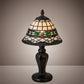 Meyda Lighting Tiffany Roman 15" Mahogany Bronze Mini Table Lamp With Green & Beige Shade Glass
