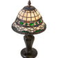 Meyda Lighting Tiffany Roman 15" Mahogany Bronze Mini Table Lamp With Green & Beige Shade Glass