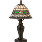 Meyda Lighting Tiffany Roman 15" Mahogany Bronze Mini Table Lamp With Green & Beige Shade Glass