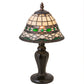 Meyda Lighting Tiffany Roman 15" Mahogany Bronze Mini Table Lamp With Green & Beige Shade Glass